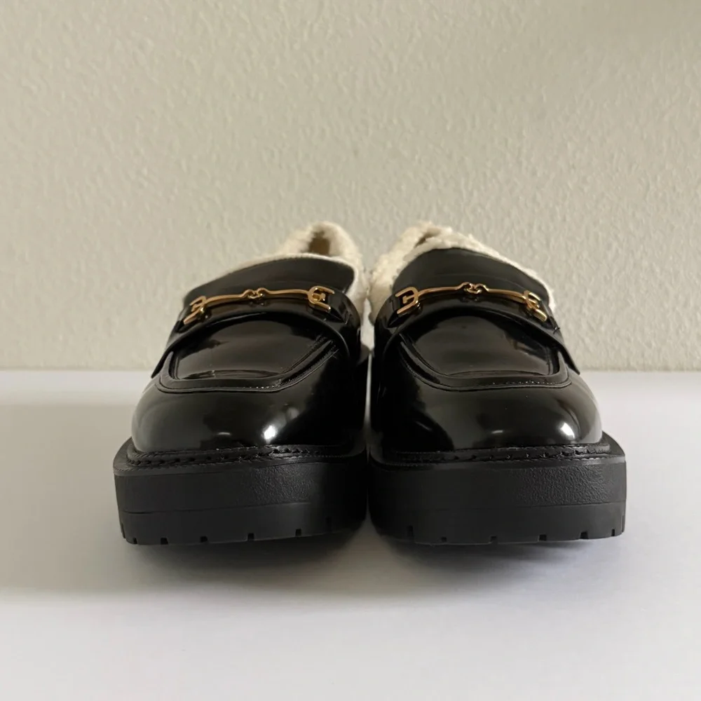 Sam Edelman‎ Laurs Cozy Lug Sole Loafer Faux Fur Black Womens US 9.5M NEW